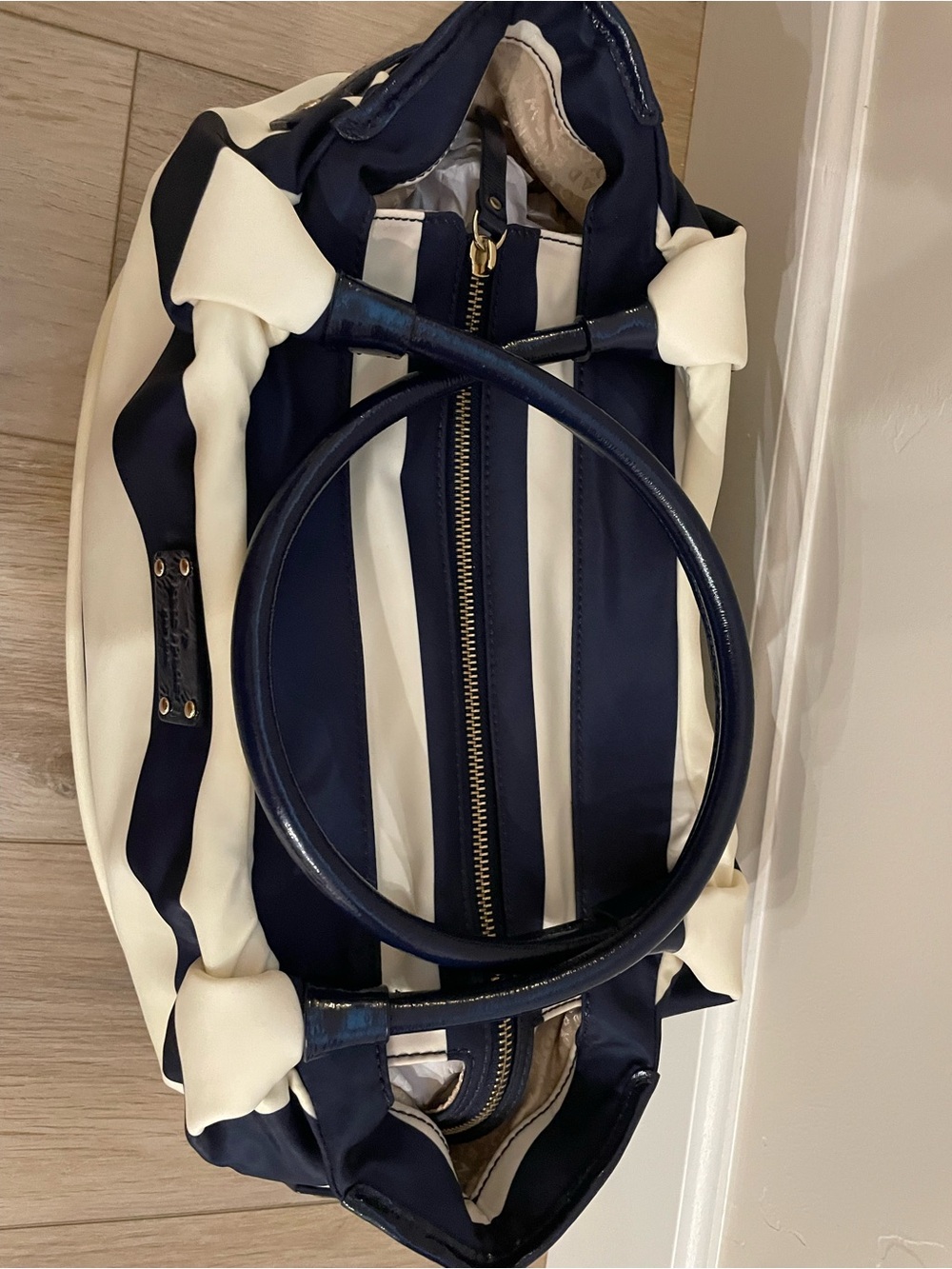 NWOT Kate Spade Navy and Cream Striped Women’s Nylon Tote Bag - Picture 7 of 12